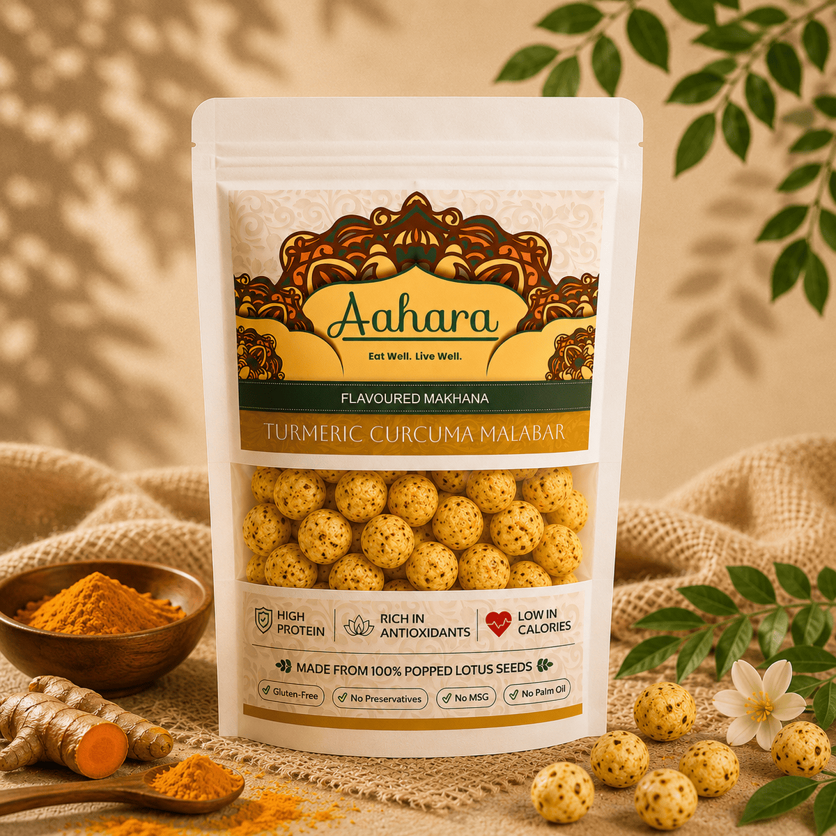 Turmeric Curcuma Malabar Aahara flavoured makhana